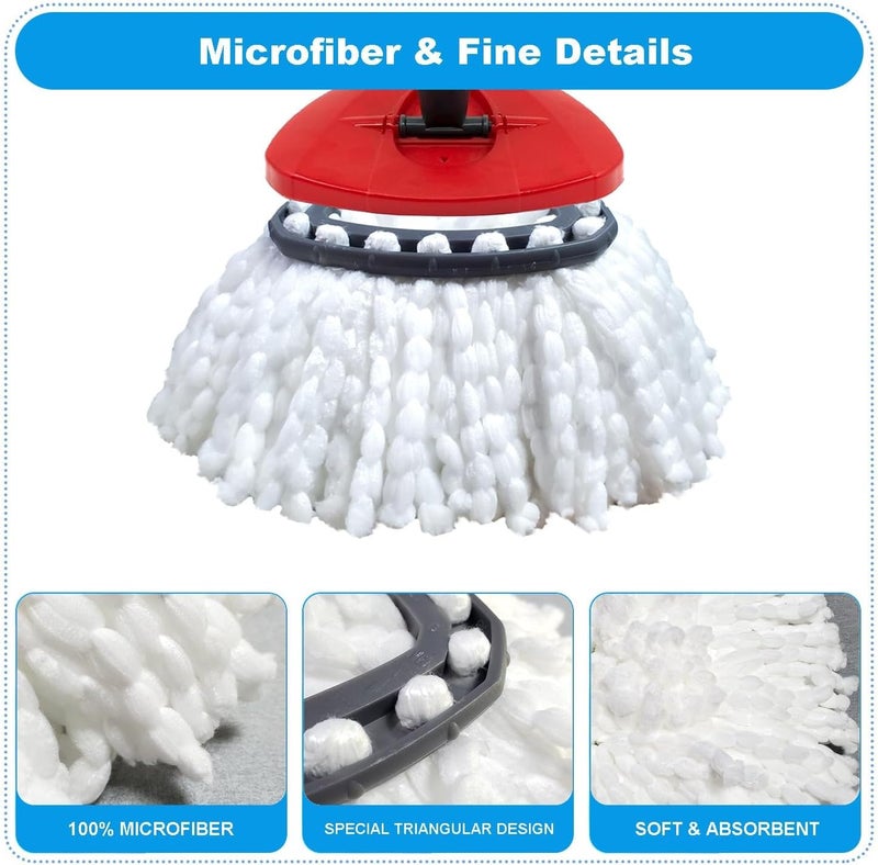 JIUMEE Easywring 1-Tank System,Mop Replacement Heads for O-Ceda Mop Replace Head, Spin Mop Heads Replacements, Microfiber Spin Mop Refills, Easy Cleaning Mop Head Replacement (White-3pcs) - Image 3